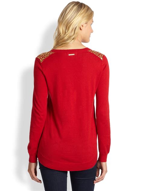 michael kors red sweater round|Michael Kors jumpers for men.